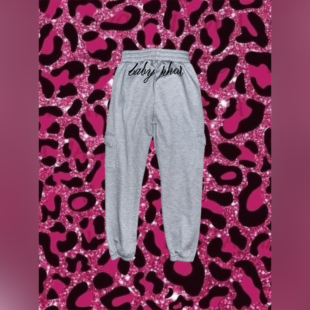 Grey Y2K Baby Phat cargo sweatpants
